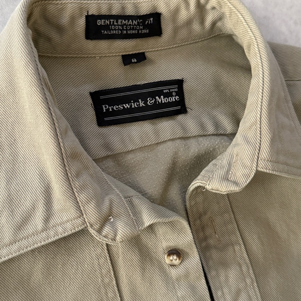 Preswick & Moore gentleman’s fit cotton button down shirt elbow patches rugged